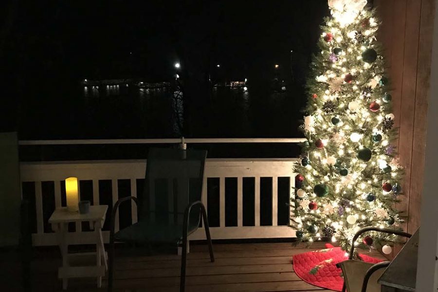 Christmas at the cottage... Marina is in the background.